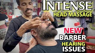 Intense Head massage, Neck cracking , detailed Hand and back massage by New Indian Barber  Shankar