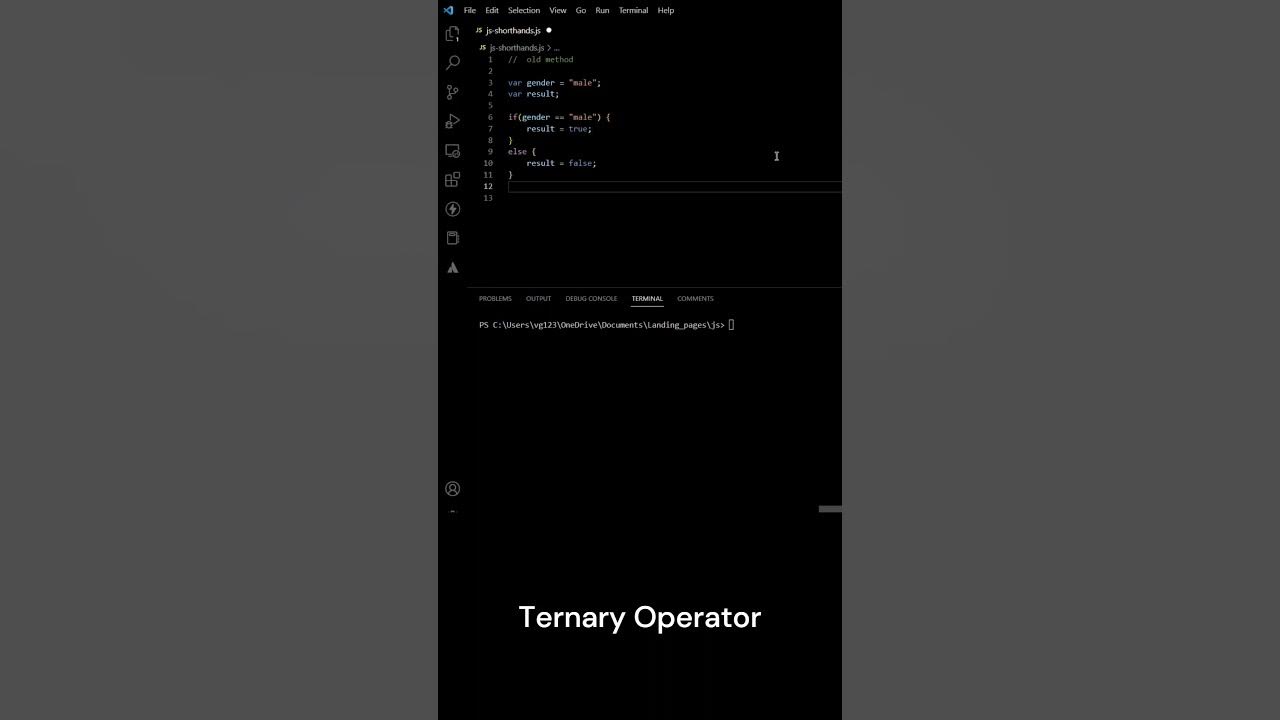 JavaScript tip: Ternary Operator | #shorts #javascript #shorthand - YouTube
