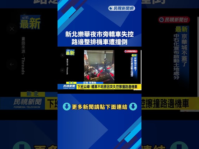 新北樂華夜市旁轎車失控　路邊整排機車遭撞倒－民視新聞
