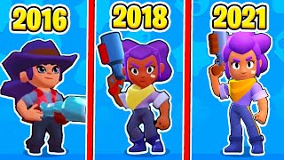 ЭВОЛЮЦИЯ БРАВЛЕРОВ в BRAWL STARS 2016-2021! ЭВОЛЮЦИЯ ШЕЛЛИ BRAWL STARS