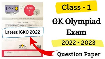 2022-23 IGKO Question Paper| GK Olympiad Question Paper for Class 1| IGKO Exams Question Paper| IGKO