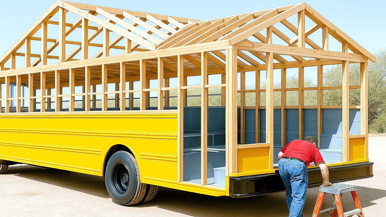 Man Turns Old School Bus into Amazing Mobile Home | Full Build by @Life Anywhere