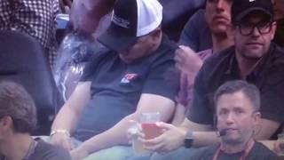 Fan falls asleep during the warriors vs spurs | Game 4