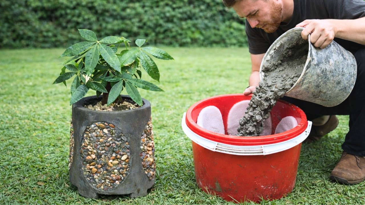 DIY Cement Planter From a Simple Bucket
