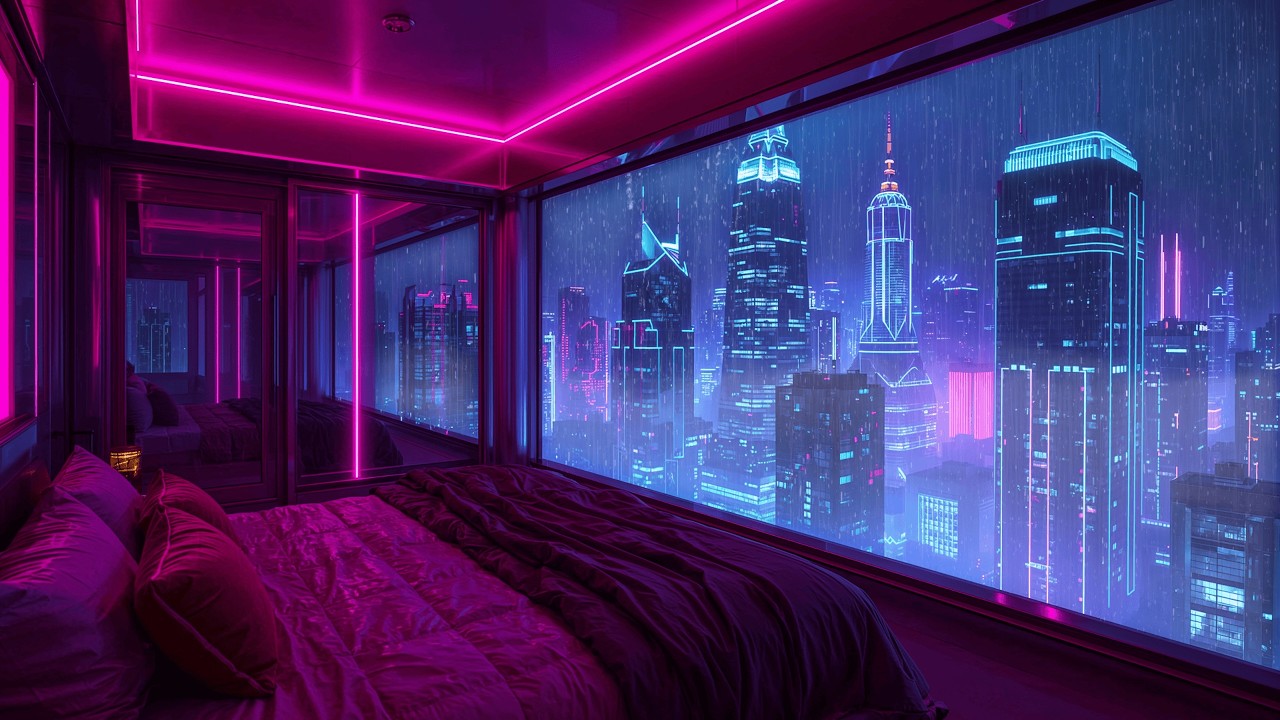 Lofi Rainy Nights 🌧️ – Cyberpunk Window Ambience for Deep Focus | 4K
