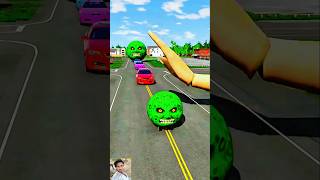 Flatbed Trailer McQueen Transportation with Truck  Speedbumps vs Cars vs Train BeamNG @gaming car 02