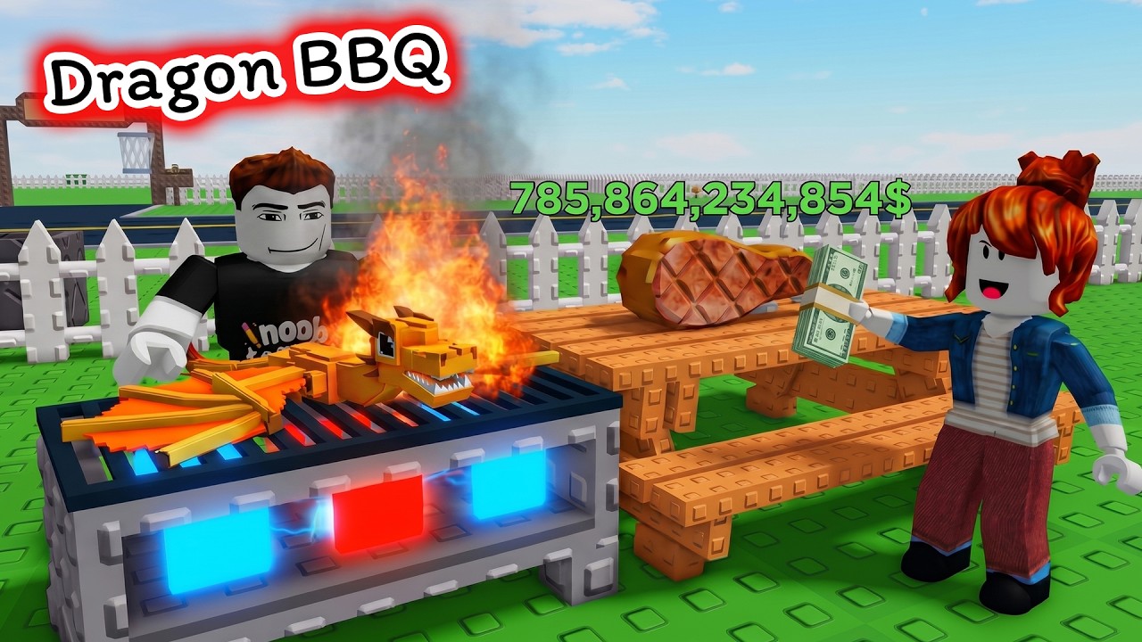 ย่างเนื้อมังกรขายได้หลายพันล้าน Roblox BBQ It