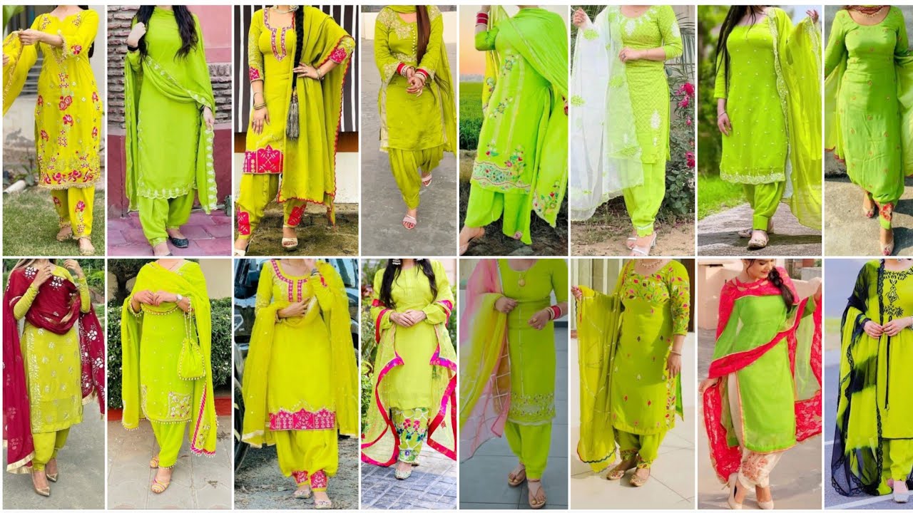 Parrot Green Color Punjabi Suit Designs || Trendy Punjabi Suit Designs For Girls
