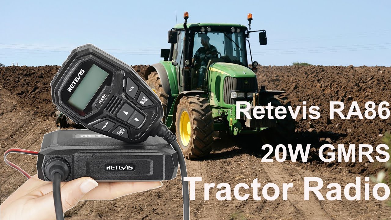 RA86 20W Compact GMRS Mobile Two Way Radio with Integrated Microphone for Off-road and tractor