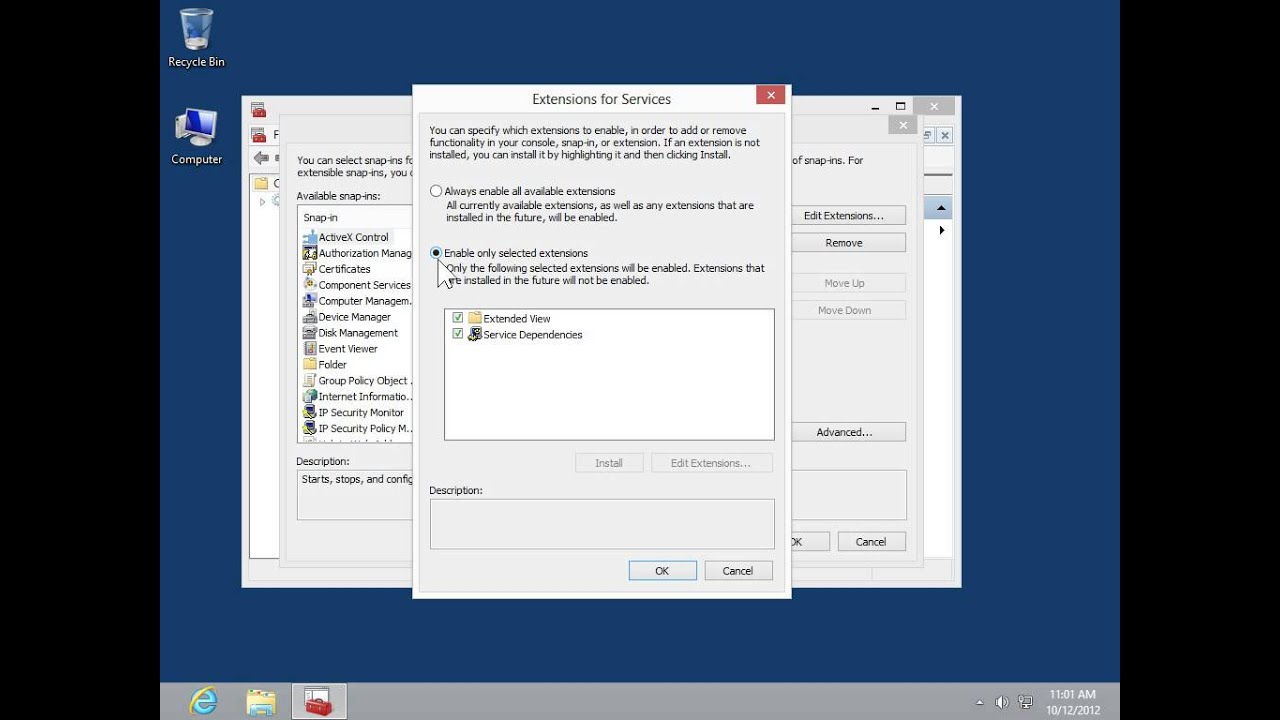 Windows 8.0 Professional - Edit Snap In Extensions in an MMC Console