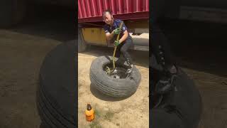 Truck Puncture Tire Repair Outdoor Rescue!