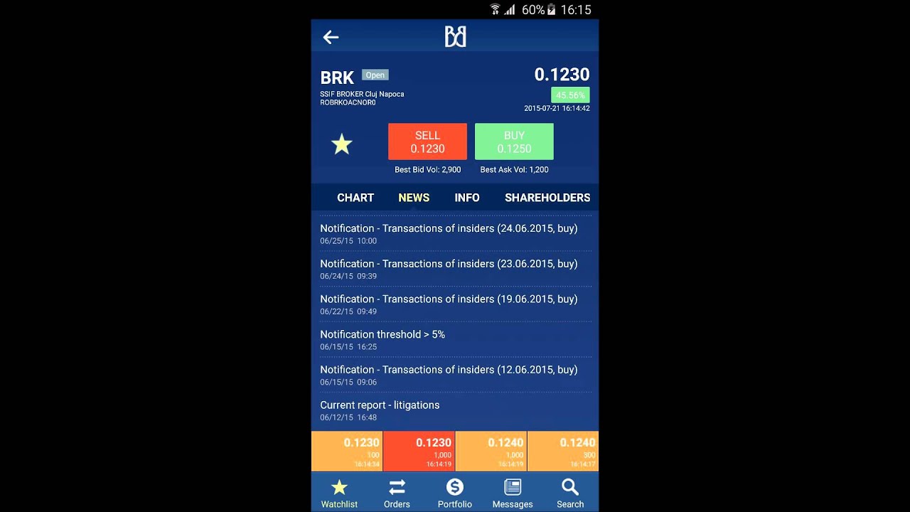 Bucharest Stock Exchange Trading App Arena