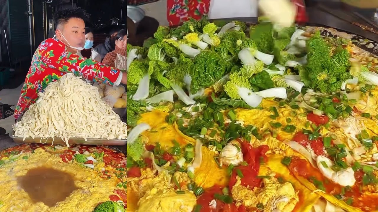 Fire-Cooked Night Noodles — Giant Pot Sizzle, Egg Smash & Mega Bowl Serving