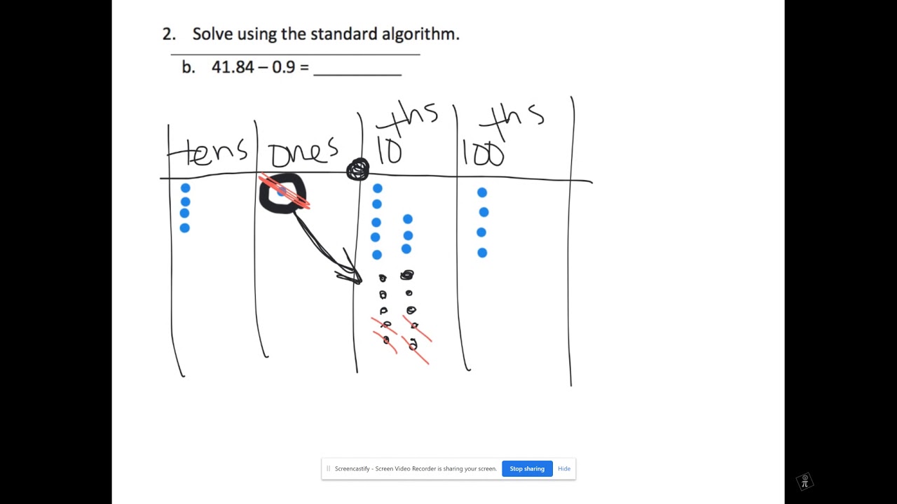 Subtraction with Place Value Chart and Standard Algorithm Jan 19 2021 5 ...