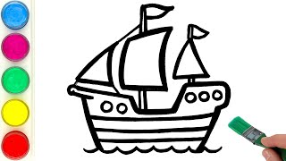 ship drawing painting coloring for kids and toddlers learn easy drawing