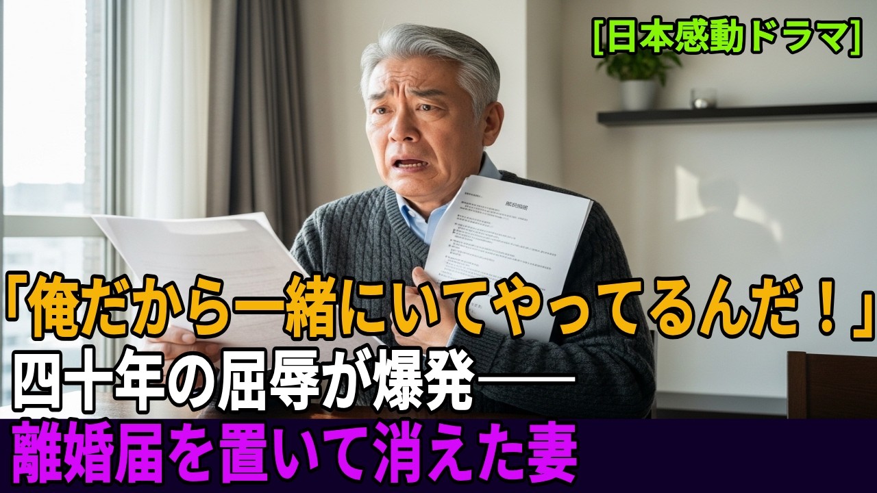 「涙が止まらない…」私抜きでいつも外食に出かける家族。夫「お前の飯不味いからなw」離婚届を置き黙って姿を消すと血相を変えた夫から鬼電が[日本感動ドラマ]#70代 代ストーリー#温かい物語, 人生ドラマ