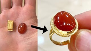 22k Gold Ring Making | Agate Stone Gold Ring | Jewelry Making | How it&#39;s made | 4K Video