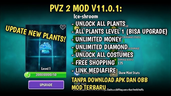 Plants VS Zombies 2 10.5.2 Unlock All Plants Max Level Full Map 1/0 Sun no  reload - PVZ 2 Mod Apk 