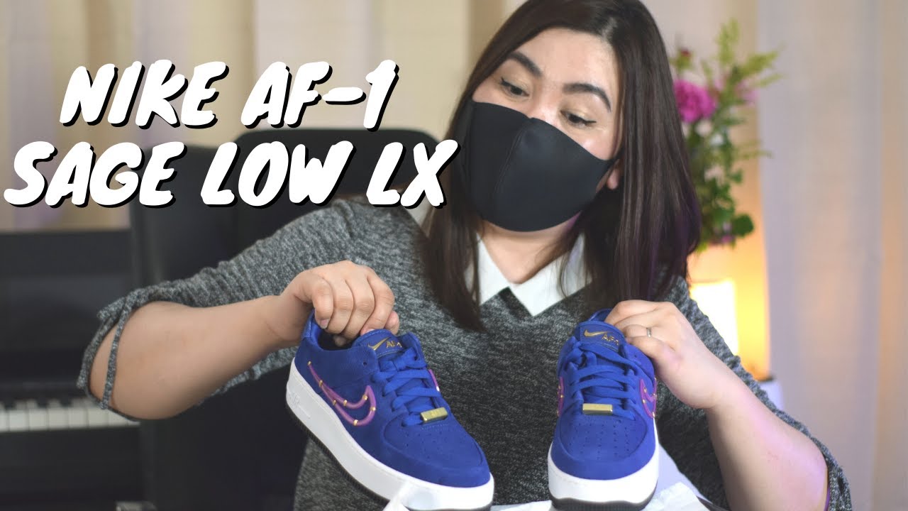 2021 WOMEN'S NIKE AIR FORCE SAGE LOW LX | VIVID DEEP ROYAL BLUE | UNBOXING | ON FEET - YouTube