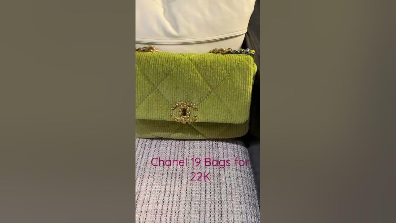 Chanel 19 Green Tweed and Corduroy Bags Handbags for 22K - Fall