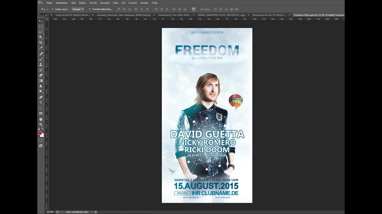 Adobe Photoshop Flyer Design Tutorial Full German 1 Youtube