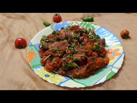 Spicy grilled chicken in cherry tomato gravy