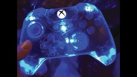 Clear with Blue LEDs Glowing Xbox One Modded Controller from Geniusmods