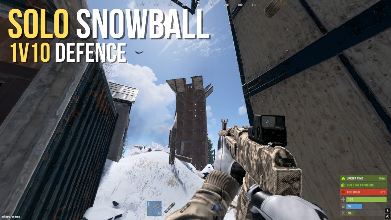 15,000 HOUR solo SNOWBALL on RUST (1v10 RAID DEFENCE)