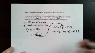 Solving a Value Mixture Problem Using a System of Linear Equations
