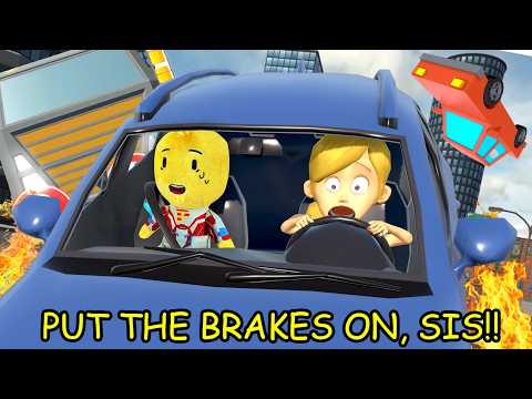 DON'T CRASH THE CAR, LIL' SIS!!