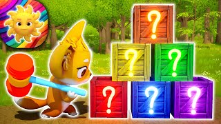 Learn ANIMALS  COLORS  NUMBERS with foxy  Fun Learning for Kids & Toddlers | Hidden Box Surprise