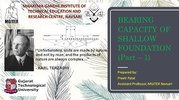 BEARING CAPACITY OF SHALLOW FOUNDATION PART-1~GTU : FOUNDATION ENGINEERING (2180609),(3160616)