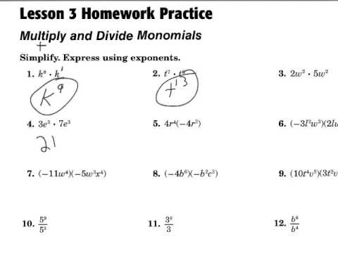 homework #3 multiplying monomials