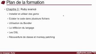 Présentation de la formation Le langage Ruby