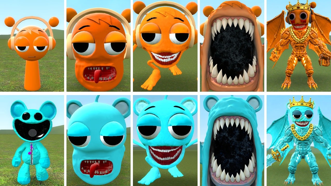 OREN SPRUNKI CTHULHU vs SKY CTHULHU  | Sprunki Orange Nextbot vs SmilCritters Mouse | Tapes Eaters