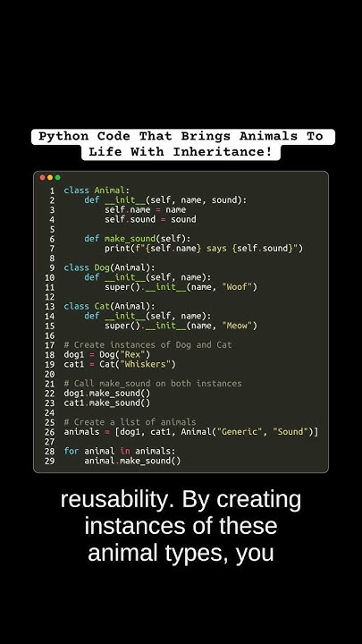 Python Code That Brings Animals To Life With Inheritance! # ...