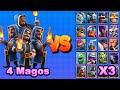 4 MAGOS Vs TODAS LAS CARTAS X3 Clash Royale