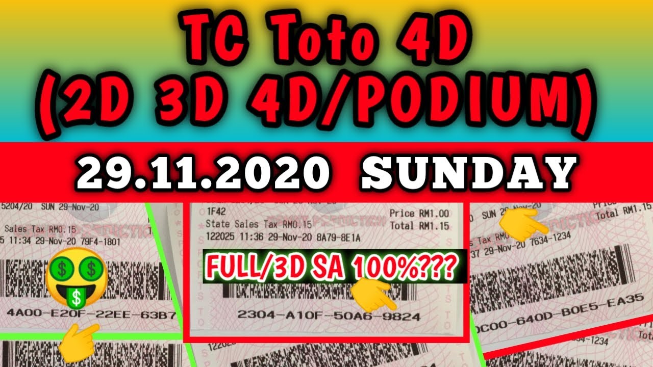 Toto 4d 3d 1st Prize 100 Youtube