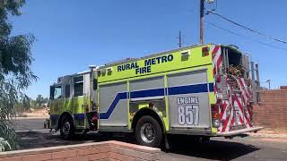 Rural metro fire department engine 857 leaving the station for unknown reason 