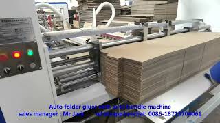 full auto corrugated carton box folding gluing machine with packaging