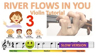 Yiruma - River Flows in You  Slow version sheet music and easy violin tutorial screenshot 5