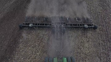 Gates Manufacturing Double Coulter Harrow in Sunflower Stalks
