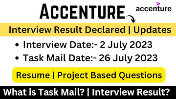 Accenture Interview Result Declared | What is Task Mail? | Accenture Interview Experience |TR HR QUE