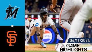 San Francisco Giants vs. Miami Marlins GAME HIGHLIGHTS 04\/16\/2024 | MLB Highlight 2024