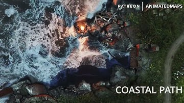 Animated Dungeon Maps - COASTAL PATH and FISHING VILLAGE battle maps preview