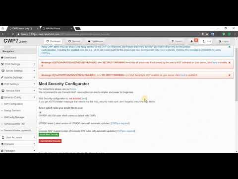 CentOS WebPanel - Enable Mod Security