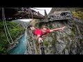 Extreme bungy jumping with cliff jump shenanigans play on in new zealand 4k