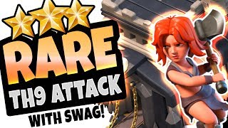 RARE TH9 ATTACK SPOTTED - CRAZY EFFICIENCY - Clash of Clans