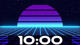 10 minute Timer with Electronic Music - Retrowave Countdown Alarm Beep at the end