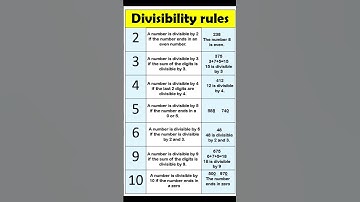 Divisibility Rules for 2 3 4 5 6 7 8 9 and 10 | Maths tricks | #maths #trendingshorts #shorts